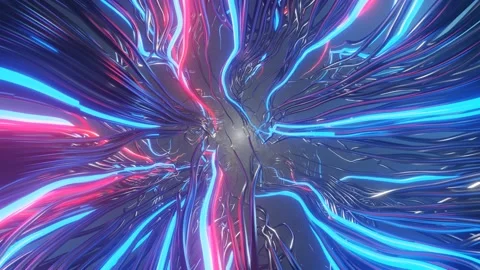 High Speed Flying Lines 3d Animation. Neon Glowing Rays of Hyperspace. 3d render Stock Footage 169277988