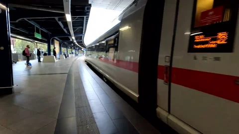 High speed german train 'ICE' leaving the platform Stock Footage 202637935