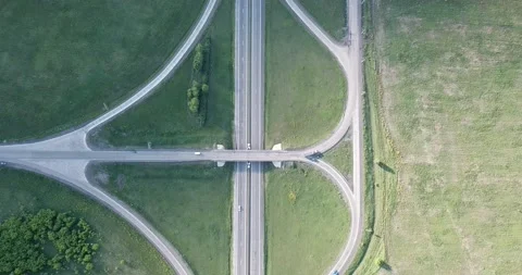 High-speed highway interchange from a bird's-eye view Stock Footage 199201598