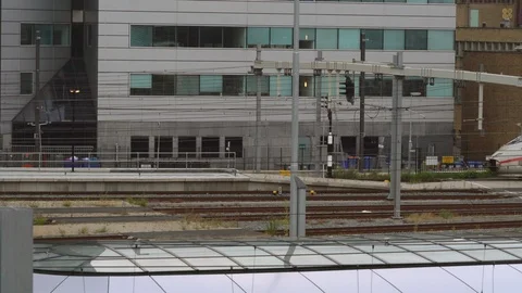 High speed ICE Train arriving Stock Footage 112361170