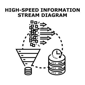 High speed information stream and data flow diagram Stock Illustration
