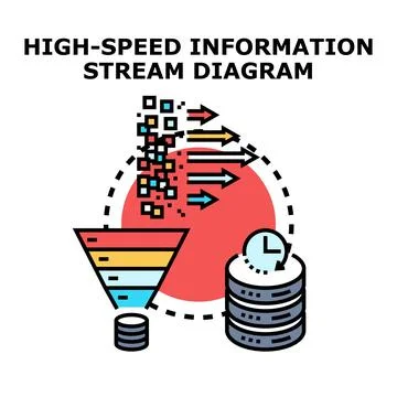 High speed information stream and data flow diagram Stock Illustration