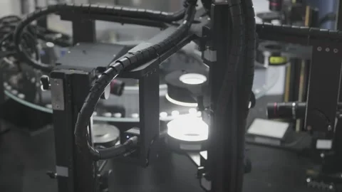 High speed inspection machine. Automation factory working high precision phot Stock Footage 337543604