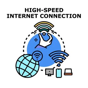 High speed internet connecting global network devices Stock Illustration