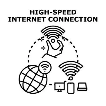 High speed internet connecting global network devices Stock Illustration