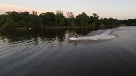 High speed jet ski on a glassy lake Video stock 50446719