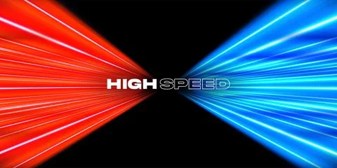 High-speed lines. Red and blue, hot and cold. Fast dynamic light trails on a Stock-Illustration