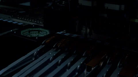High-speed machine assembling micro components with optical inspection flashes Stock Footage 337072677