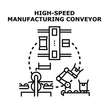 High speed manufacturing conveyor system illustrating automation Stock Illustration