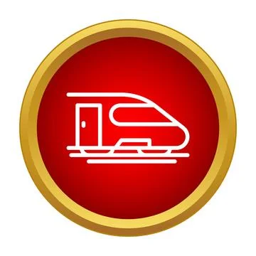 High speed modern train icon on red circle イラスト素材