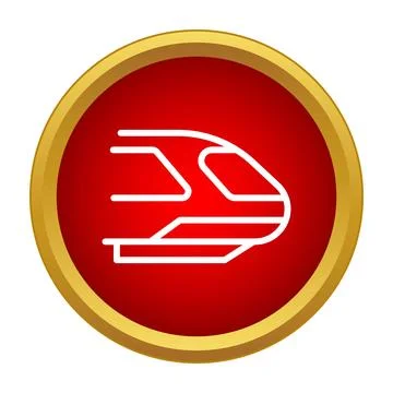 High speed modern train outline icon in red circle イラスト素材