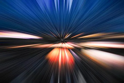 High speed motion effect with motion blur and bright colors, red,blue,purple, Stock Photos