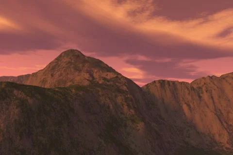 High Speed Mountain Fly Over with Spectacular Sky Stock Footage 65219