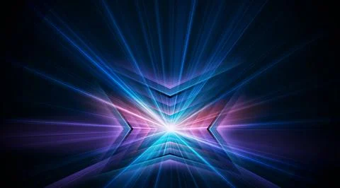High speed movement of light trails with abstract arrows. Colourful dynamic.. Stock Illustration
