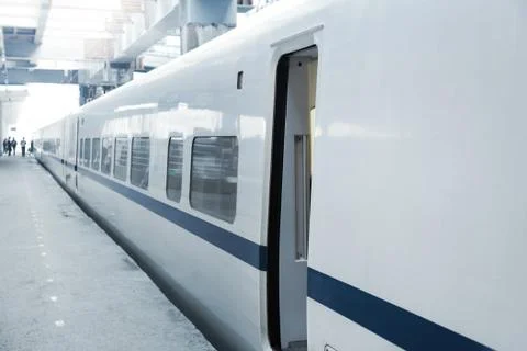 High-speed MU train on platform Stock Photos