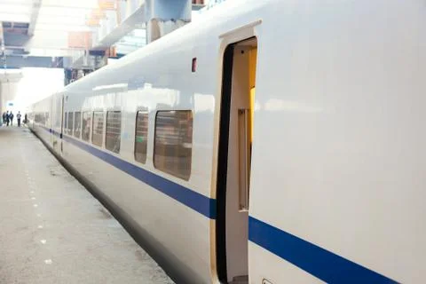 High-speed MU train on platform Stock Photos