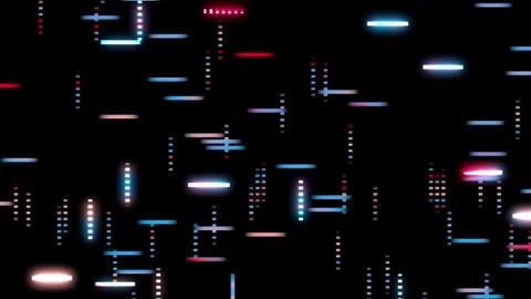 High Speed Neon Data Lines and Glitching Digital Code Stream Loop Stock Footage 335716184