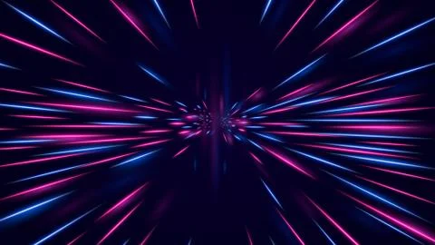High speed neon hyper jump. Futuristic neon effect flying through space. Stock Illustration