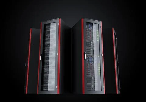 High speed network server database rack enclosure cabinet Stock Photos