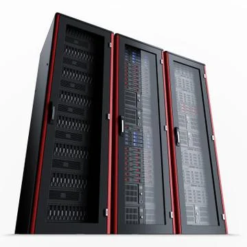 High speed network server database rack enclosure cabinet Stock Photos