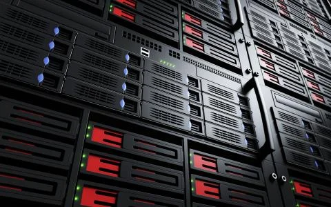 High speed network server database rack enclosure cabinet close up Stock Photos