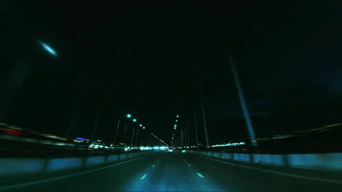 High Speed On The Night Road Fast Car Hyperlapse Car Driving Through City Trip Stock Footage 314701694