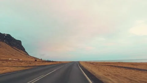 High Speed On The Open Icelandic Ring Road Fast Car Hyperlapse Car Driving .. Stock Footage 237986083