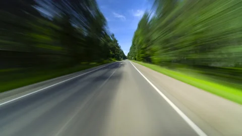 High Speed On The Open Road Fast Car Hyperlapse Car Driving on Country Road Stock Footage 139029225