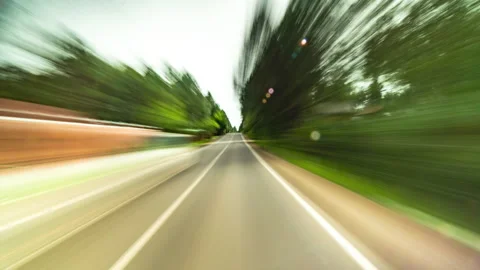 High Speed On The Open Road Fast Car Hyperlapse Point of View Driving on Country Stock Footage 154454393