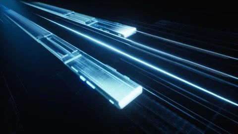 High-Speed Optical Data Transmission, Digital Network 3D Animation 스톡 동영상 345099582