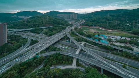 High speed overpass sunset Stock Footage 138743862