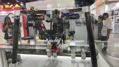 A high-speed parallel robot, often called a Delta robot Stock-Footage 336839308