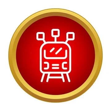 High speed passenger train global travel icon on red Stock Illustration