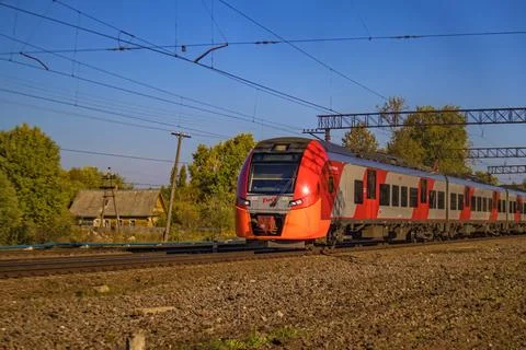 High-speed passenger train in motion Stock Photos