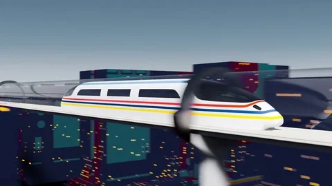 High-speed passenger train moves in a glass tunnel Video stock 83027888