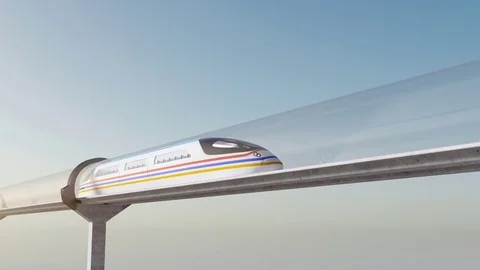 High-speed passenger train moves in a glass tunnel Video stock 83154804