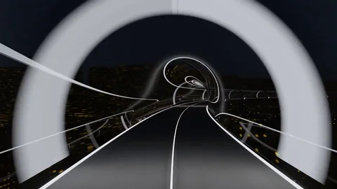 High-speed passenger train moves in a glass tunnel Video stock 83181960