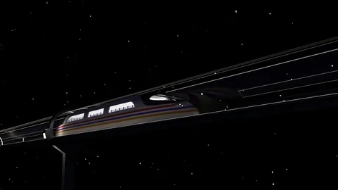 High-speed passenger train moves in a glass tunnel Video stock 83194814