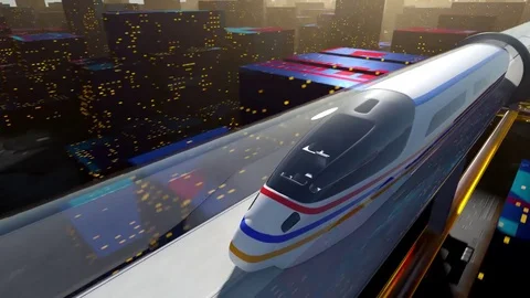 High-speed passenger train moves in a glass tunnel Video stock 83554987