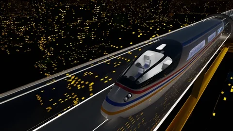 High-speed passenger train moves in a glass tunnel Video stock 90072645