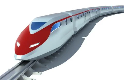 High-speed passenger train over white Stock Illustration