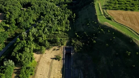 High-speed passenger train passing through a tunnel Stock Footage 280212776
