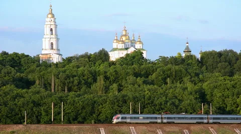 High speed passenger train. Videographers at sunset. Stock Footage 52512150