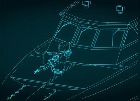 High speed patrol boat close up Illustrazione stock