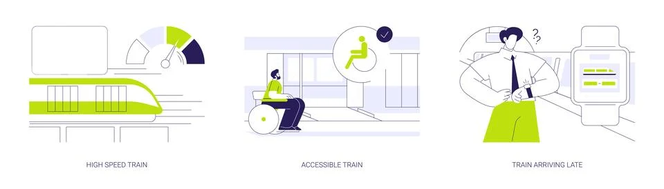 High-speed rail abstract concept vector illustrations. Stock Illustration