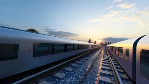 High-speed rail and train 3D animation Stockbeeldmateriaal 316523220