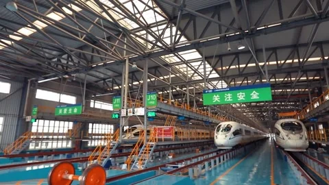 High-speed rail maintenance workshop Stock Footage 234495464