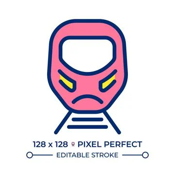 High speed rail pixel perfect line color icon Stock Illustration