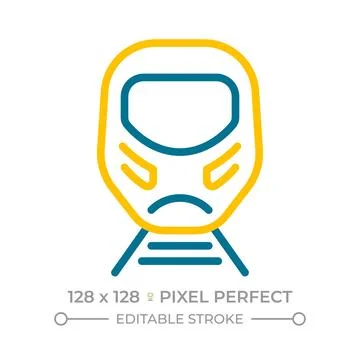 High speed rail pixel perfect two color line icon Stock Illustration