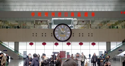 High-speed rail station clock Zhengzhou, China, 9.2.24 China high-speed rail Stock Footage 265417833